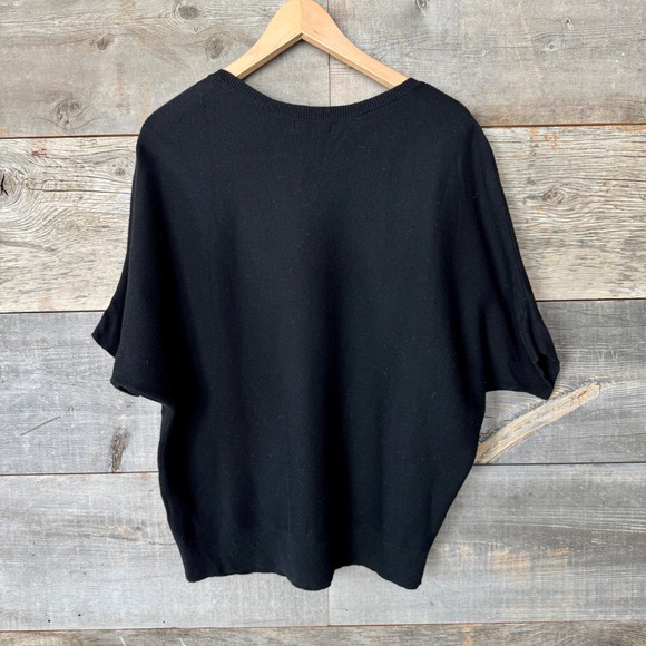 Quince Lightweight Cotton Cashmere Link Stitch Dolman Sweater L Black Drape - Picture 9 of 12
